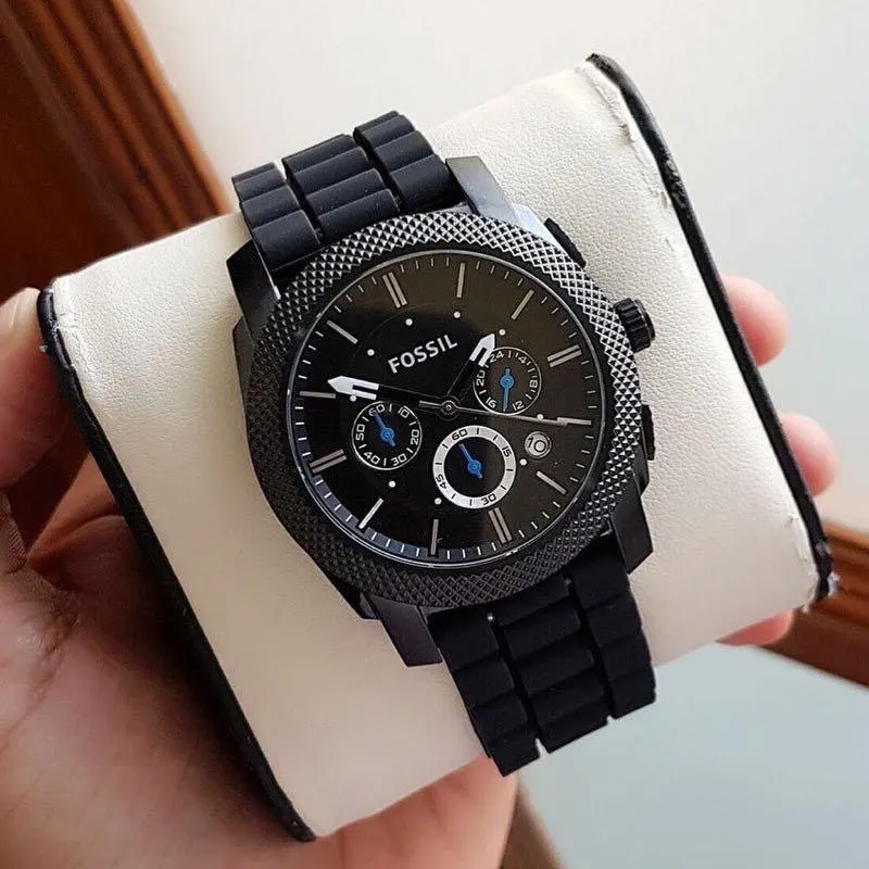 Fossil Machine Black Chronograph Silicone Men's Watch- FS4487